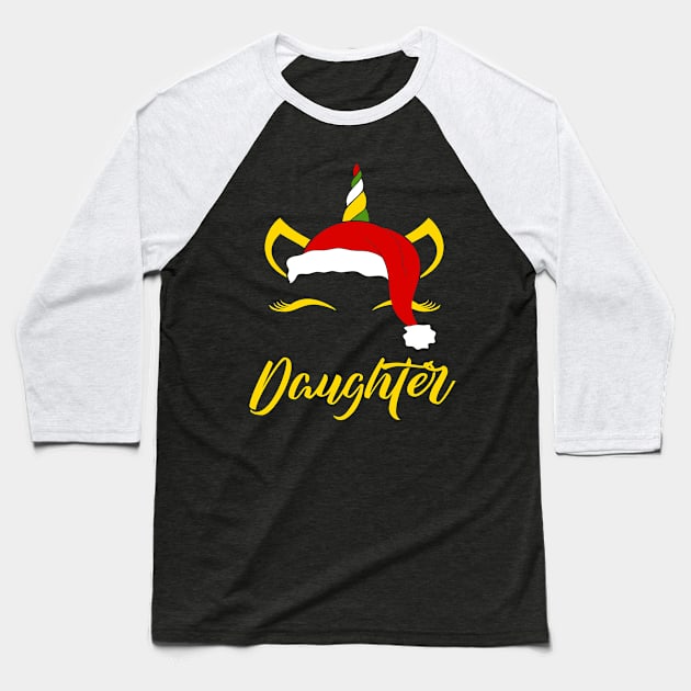Daughter Santa Claus Unicorn Birthday Occupation Job Christmas Baseball T-Shirt by familycuteycom